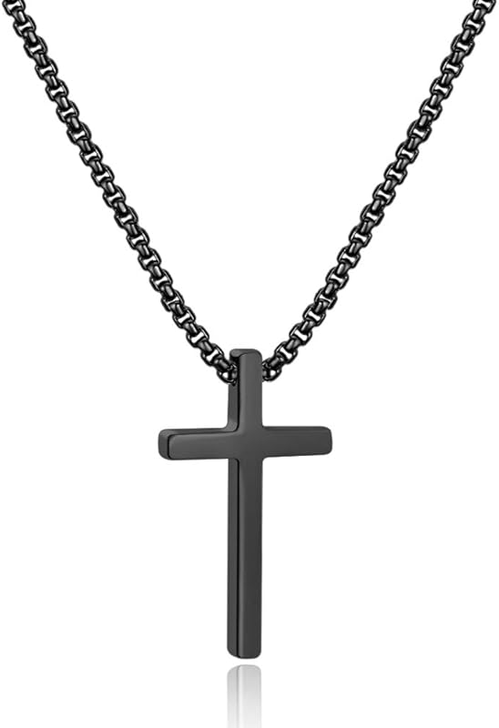 Ursteel Cross Necklace for Men Silver Black Gold Stainless Steel