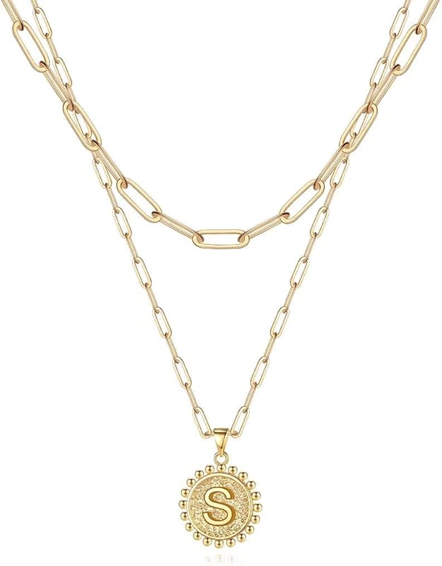 Ursteel Initial Necklace Women 14K Gold Plated Dainty Pendant